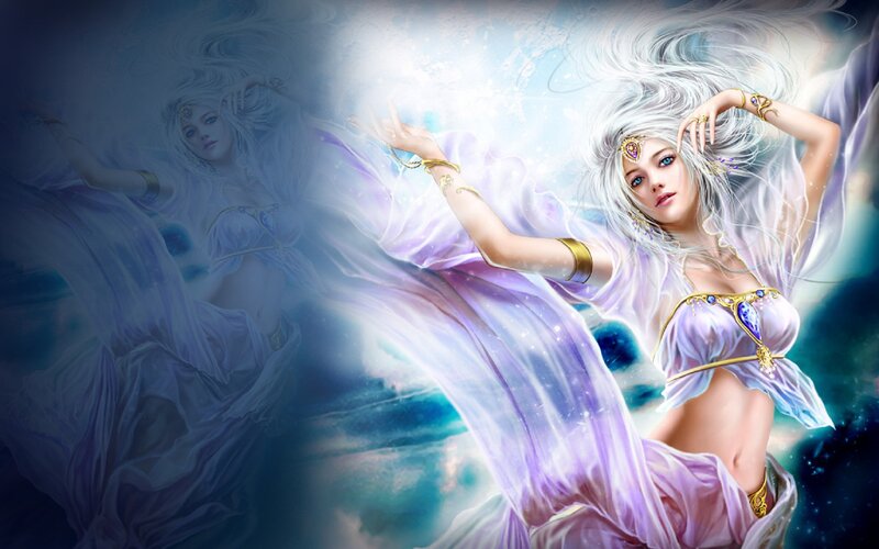 Woman with White Hair — Purple, Ethereal
