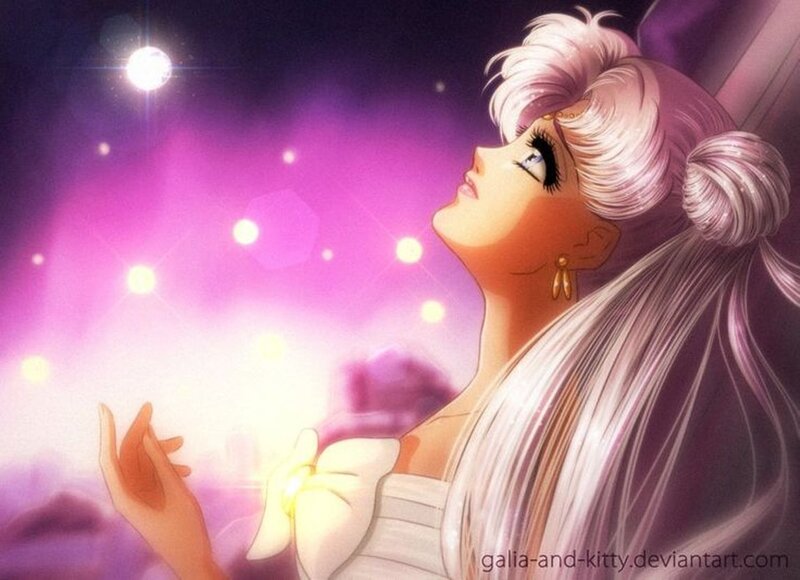 Woman with White Hair — Purple, Serene, Night