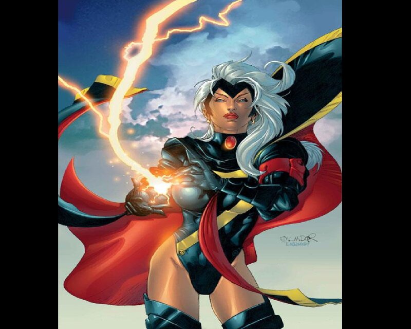 Woman with White Hair — Red, Dramatic, Comic