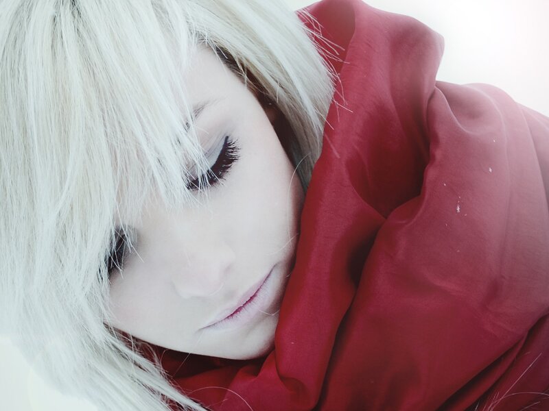 woman with white hair resting
