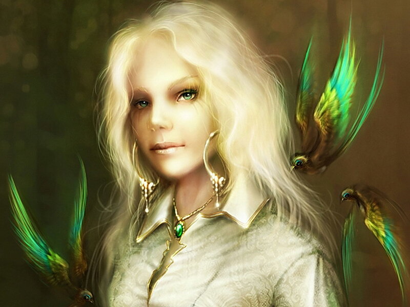 Woman with White Hair — Serene, Digital Art