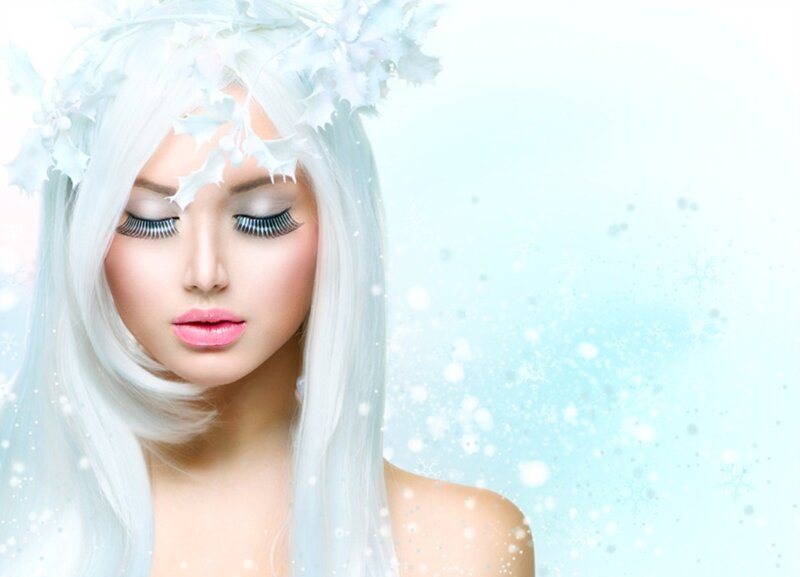 Woman with White Hair — Serene, Winter, Photograph