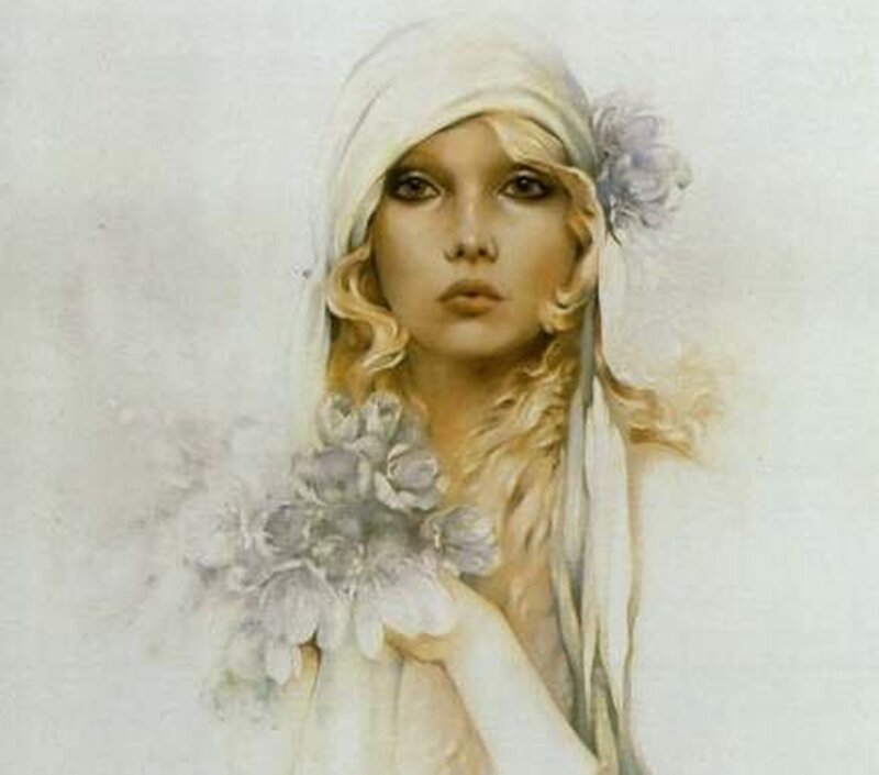 Woman with White Headscarf — Serene