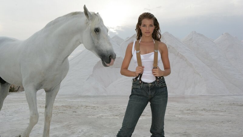 woman with white horse