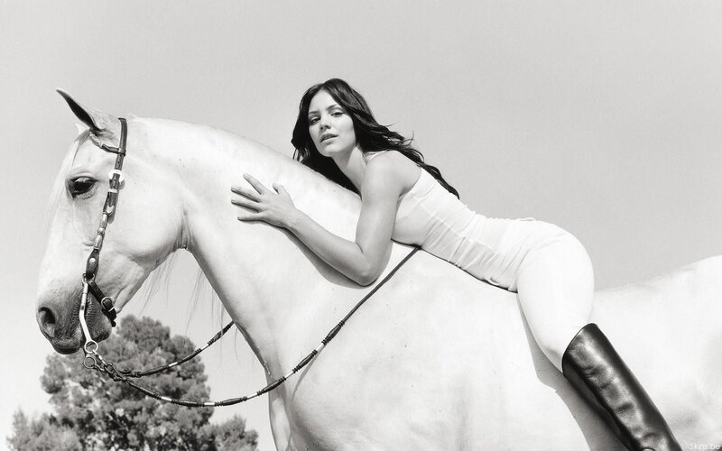 woman with white horse