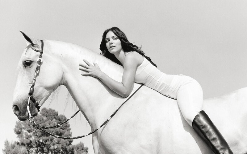 woman with white horse