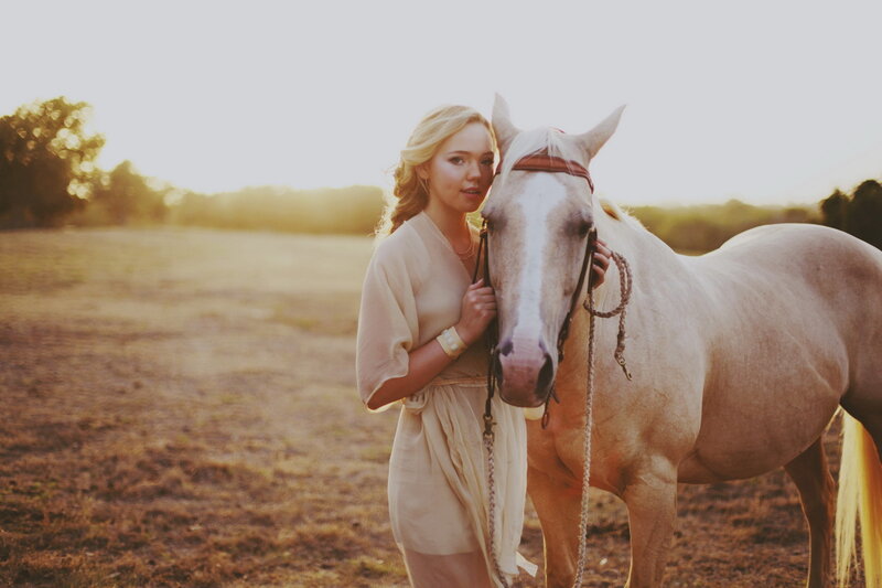 Woman with White Horse — Beige