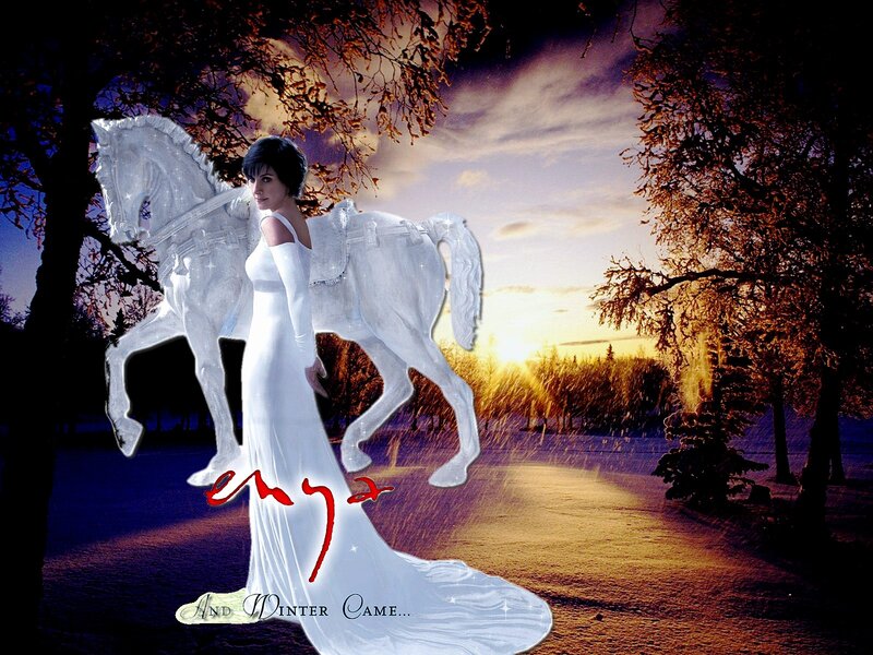 Woman with White Horse — Dramatic, Sunset
