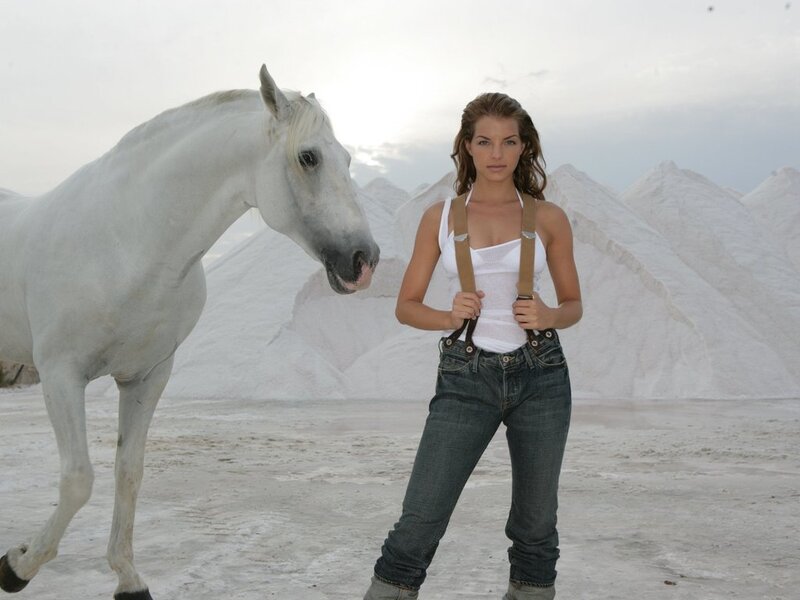 Woman with White Horse — Serene, Afternoon, Photograph