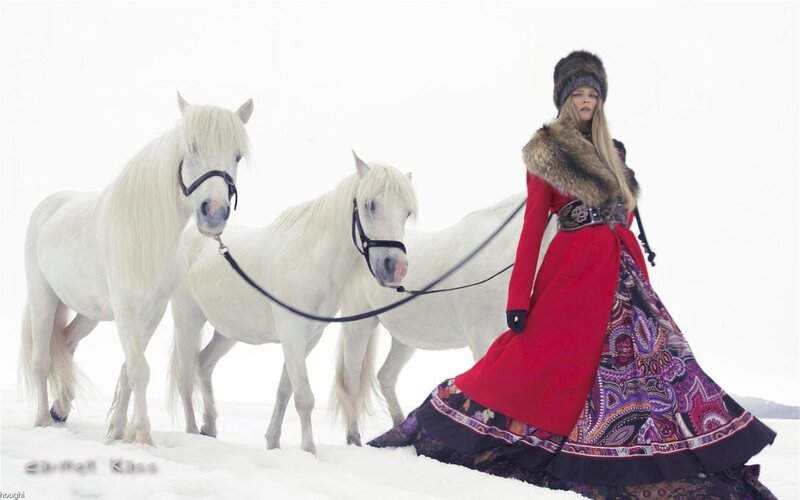 Woman with White Horses — Serene