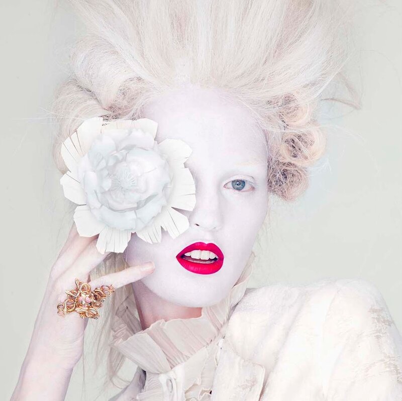 Woman with White Makeup — Dramatic, Photograph