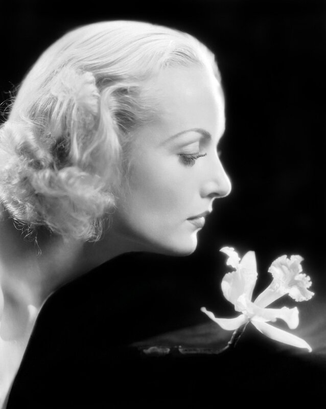 woman with white orchid