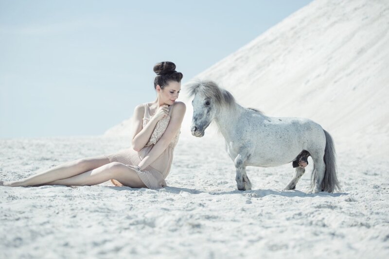 Woman with White Pony