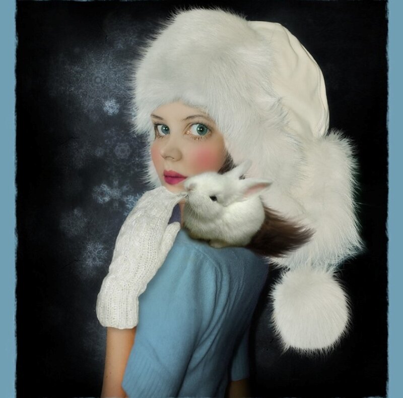 Woman with White Rabbit — Serene