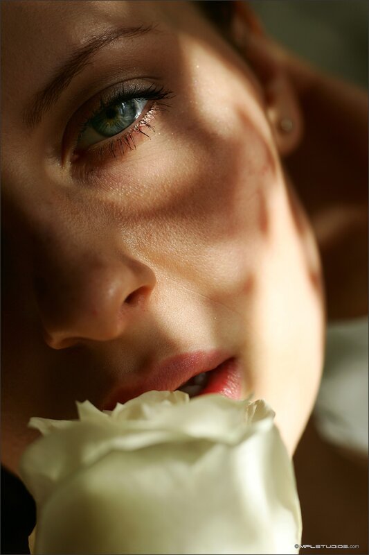 woman with white rose