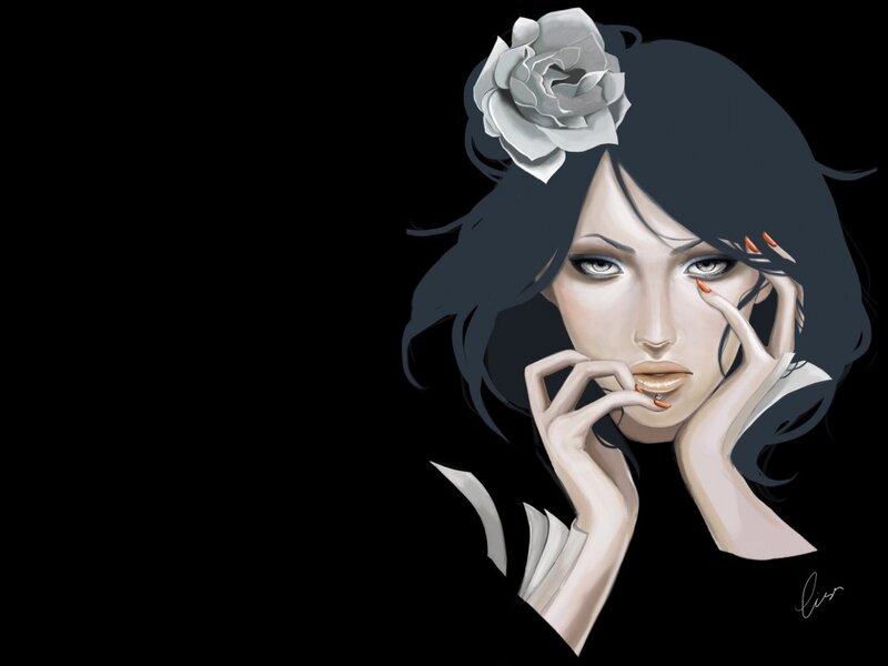Woman with White Rose — Black