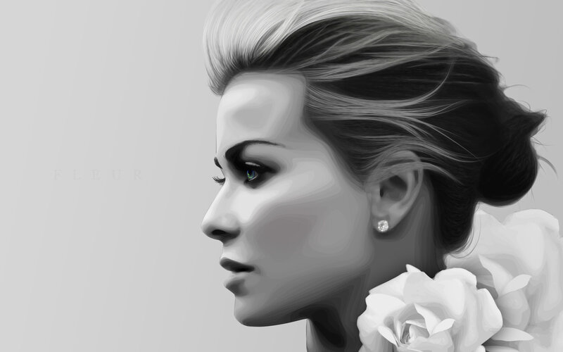 woman with white rose portrait