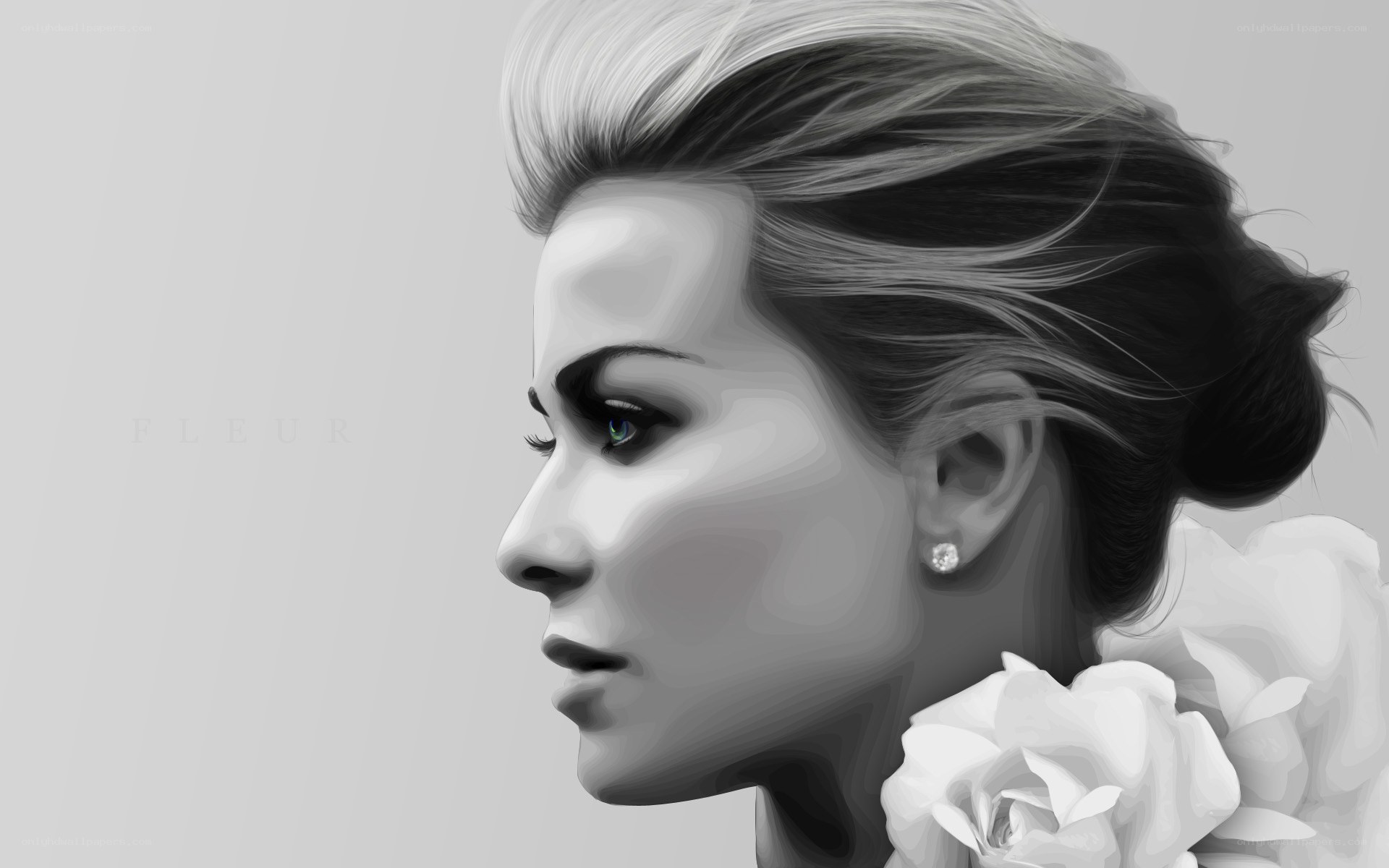 woman with white rose portrait