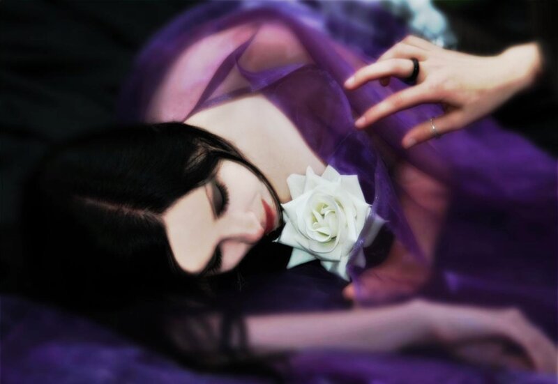 Woman with White Rose — Purple