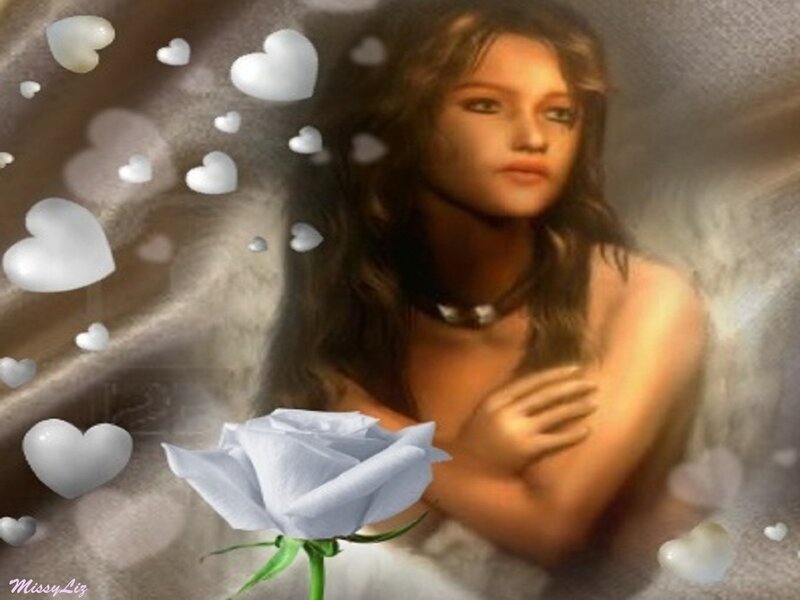 Woman with White Rose — Serene