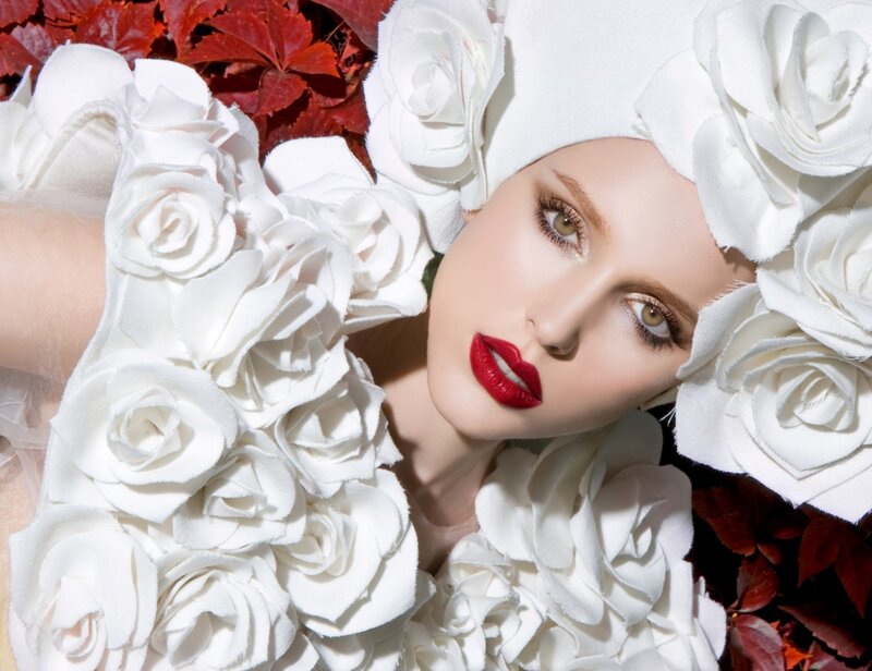 Woman with White Roses — Dramatic