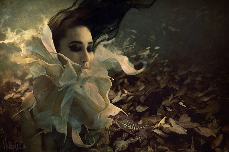 Woman with White Ruffled Collar — Dramatic