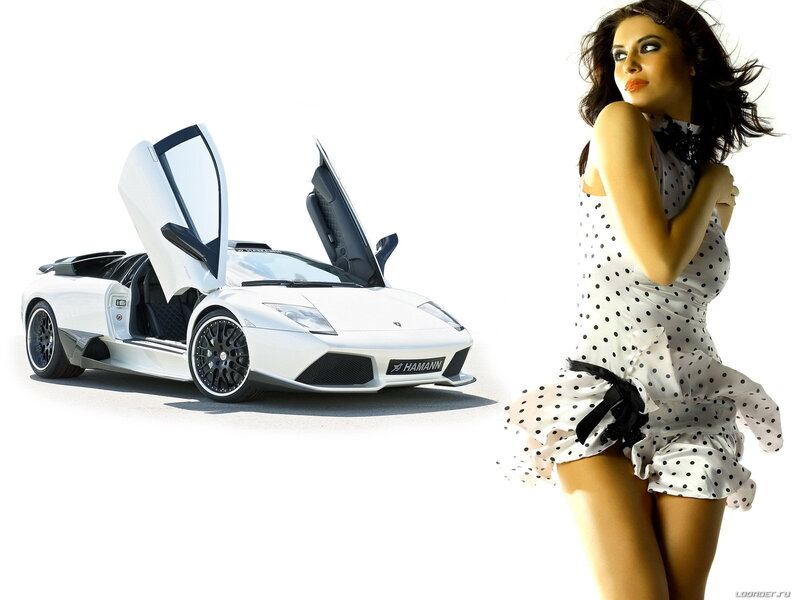 woman with white sports car