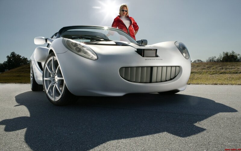 woman with white sports car