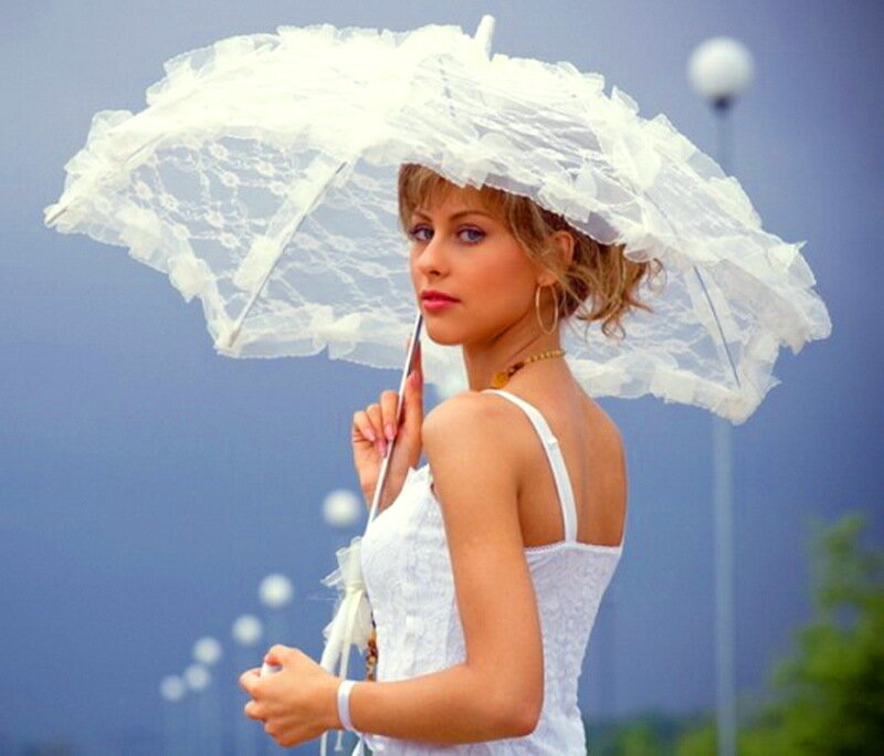 Woman with White Umbrella — Calm