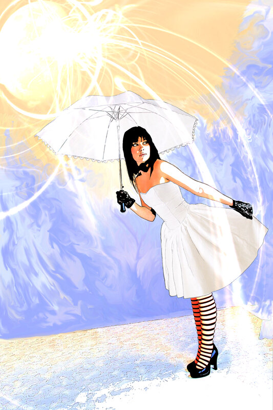 woman with white umbrella