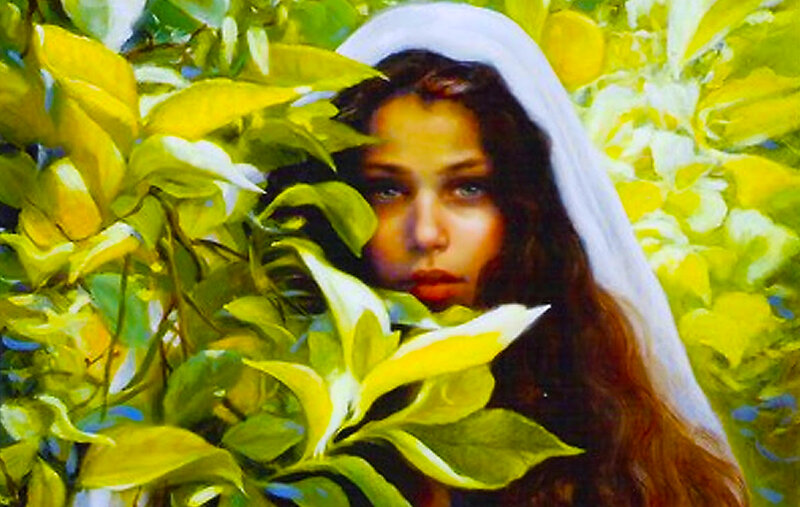 Woman with White Veil — Green