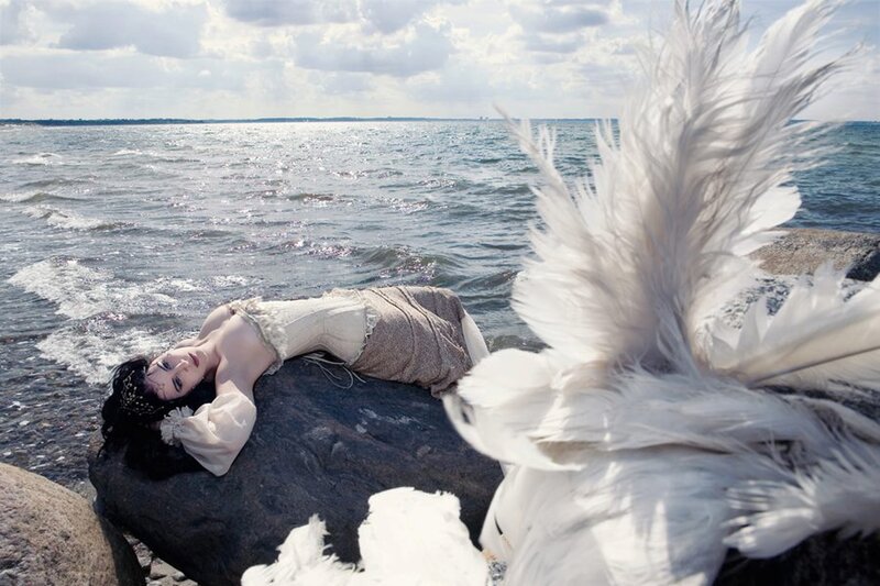 Woman with White Wings — Dramatic, Afternoon