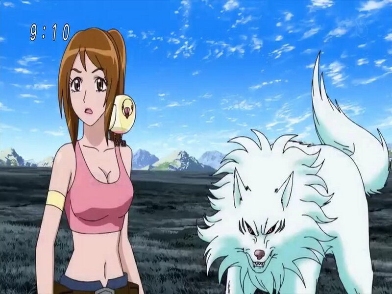 Woman with White Wolf — Blue, Dramatic