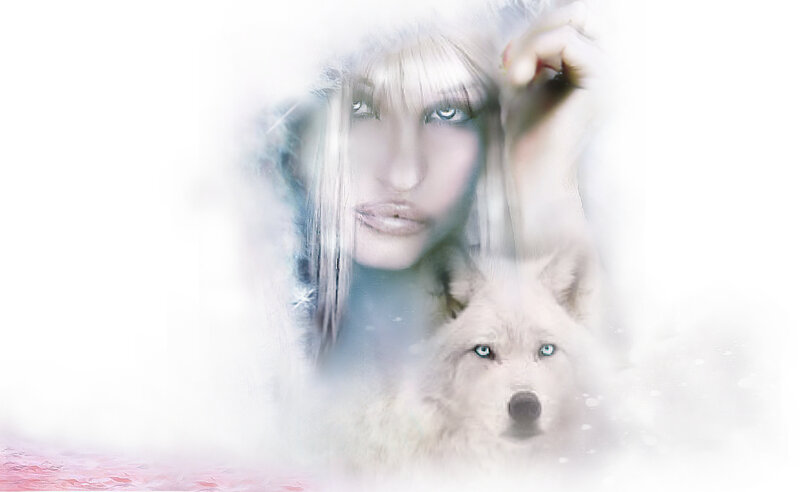 Woman with White Wolf — Ethereal