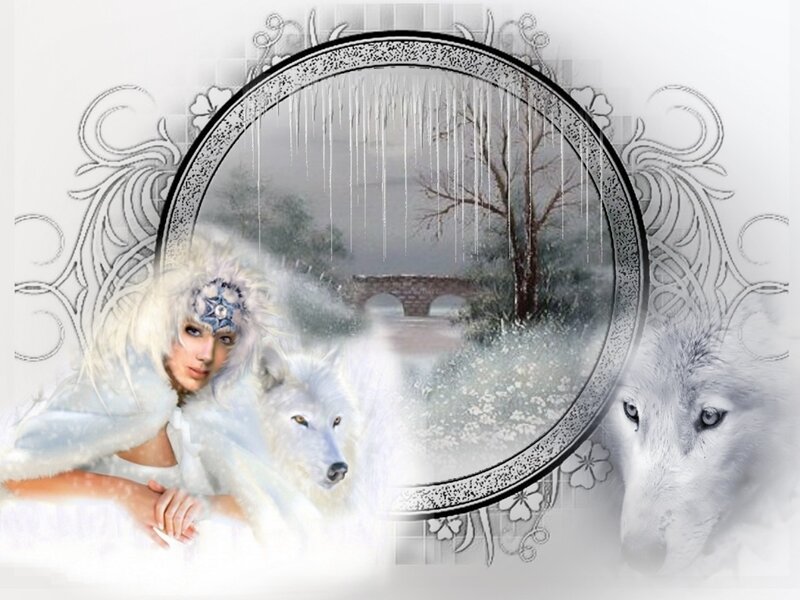 Woman with White Wolves — Ethereal