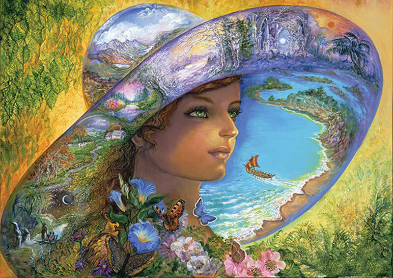 Woman with Wide-brimmed Hat — Blue