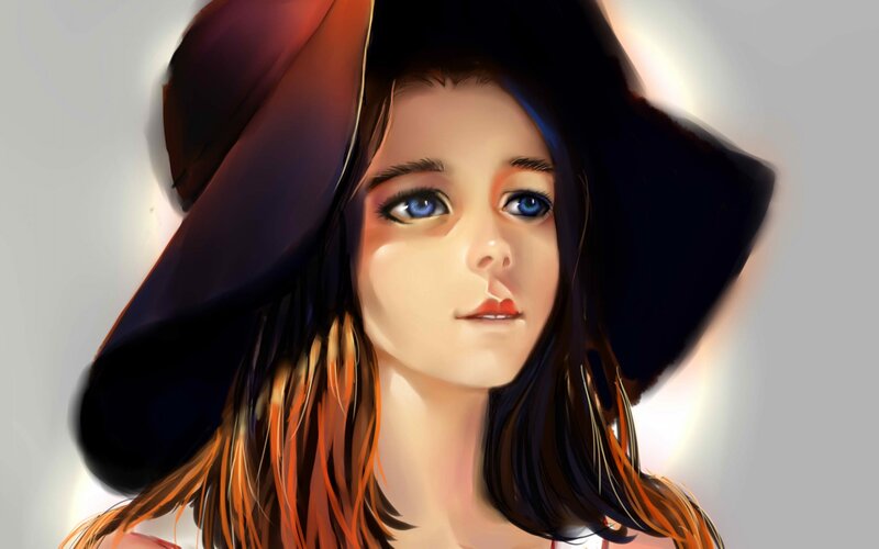 Woman with Wide-brimmed Hat — Brown