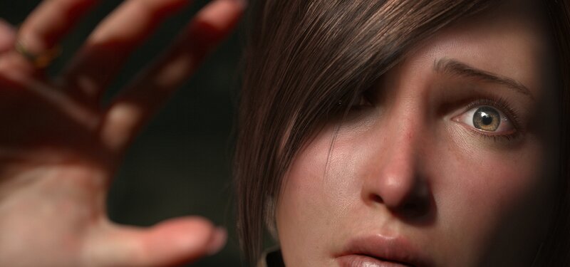 woman with wide eyes in close-up