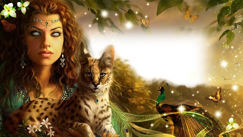Woman with Wild Cat