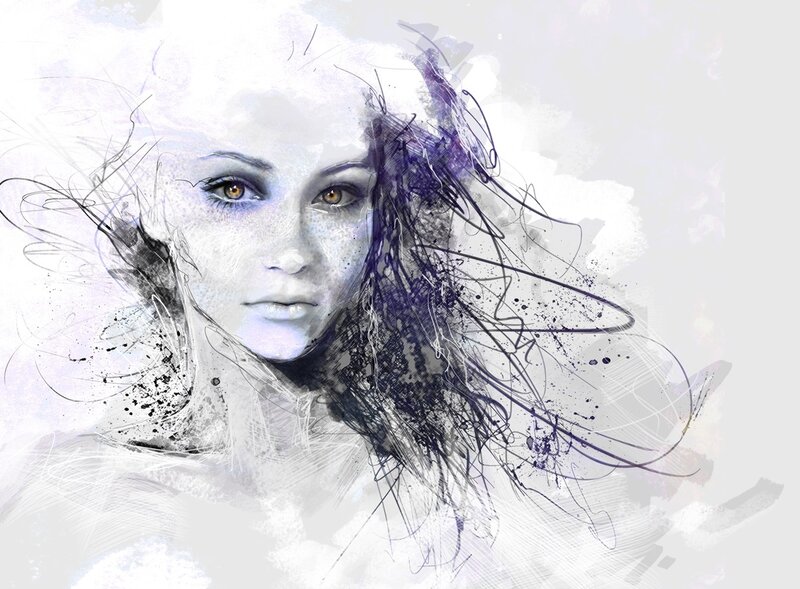 Woman with Wild Hair — White, Dramatic