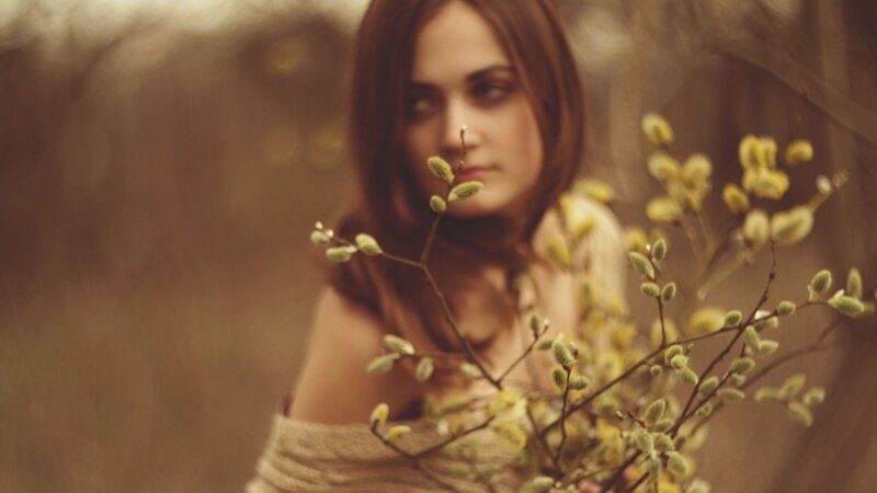 woman with willow branches