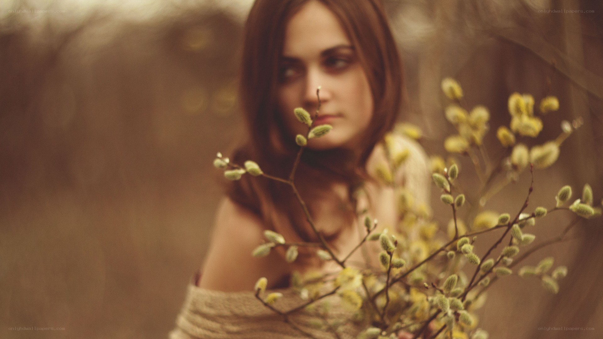 woman with willow branches