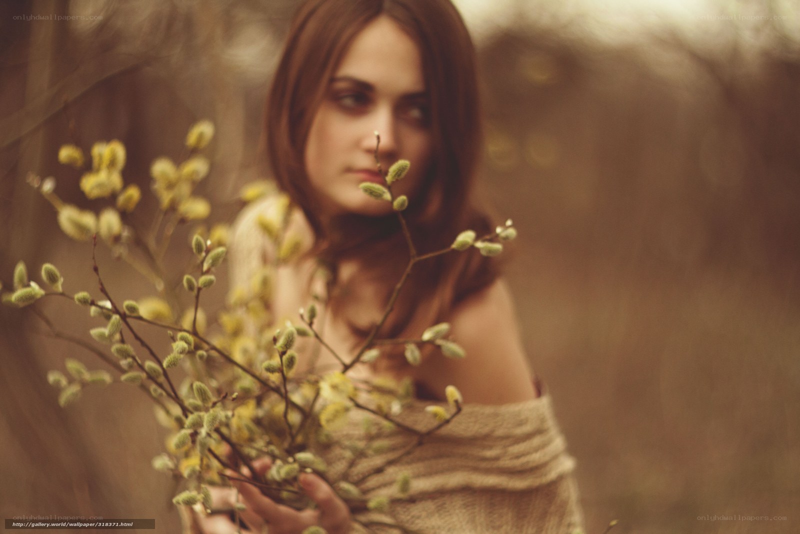 woman with willow branches