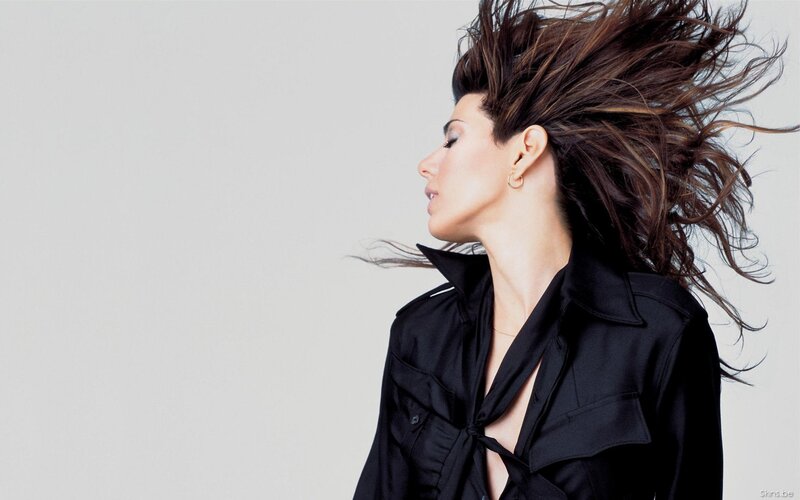 woman with wind-blown hair