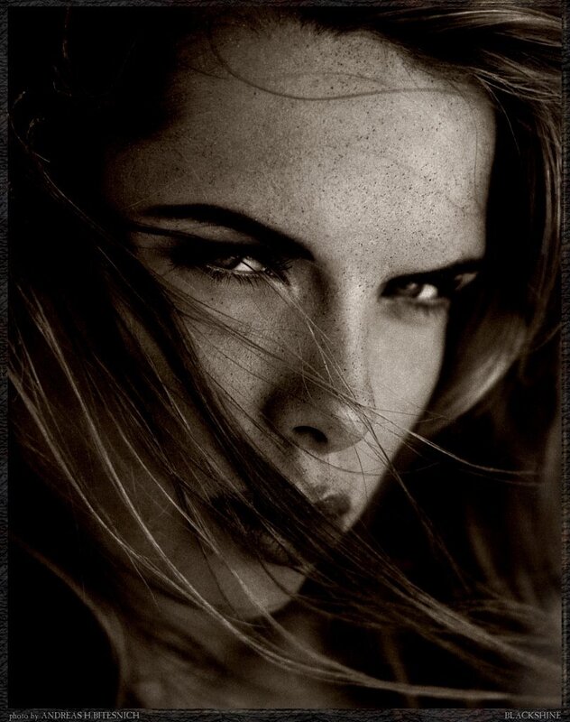 woman with wind-blown hair