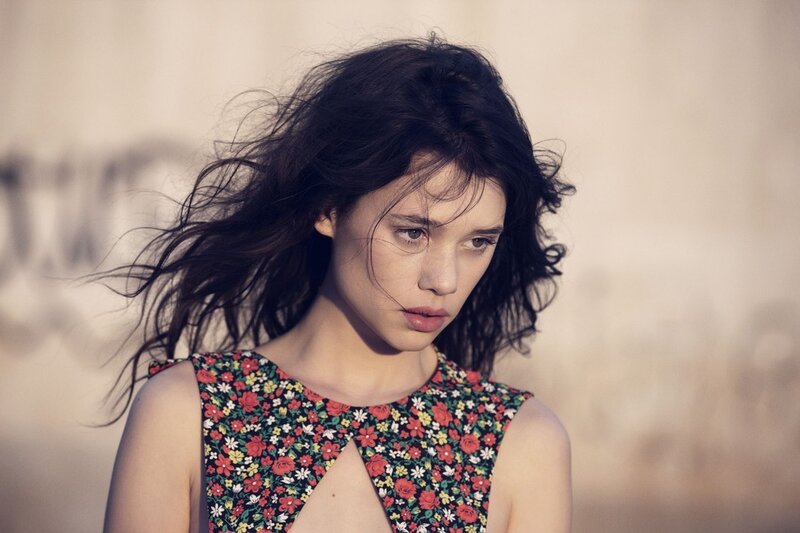 woman with wind-blown hair