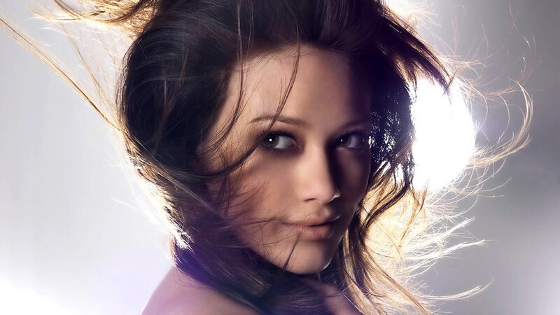 woman with wind-blown hair