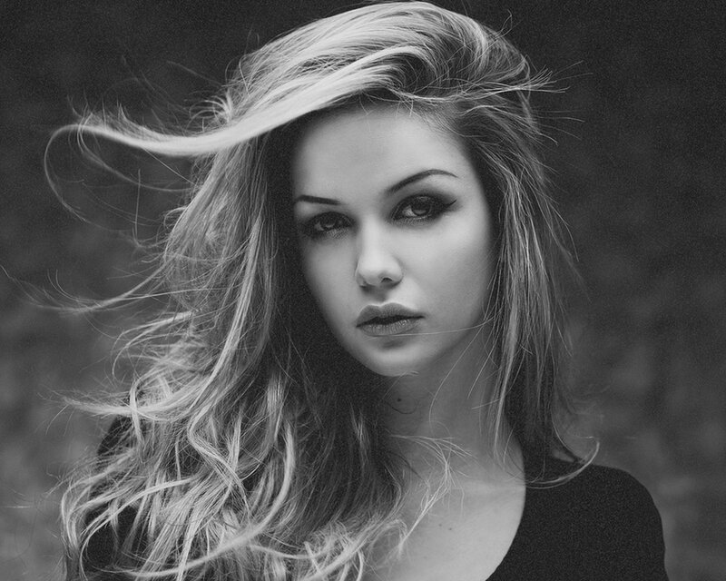 woman with wind-blown hair