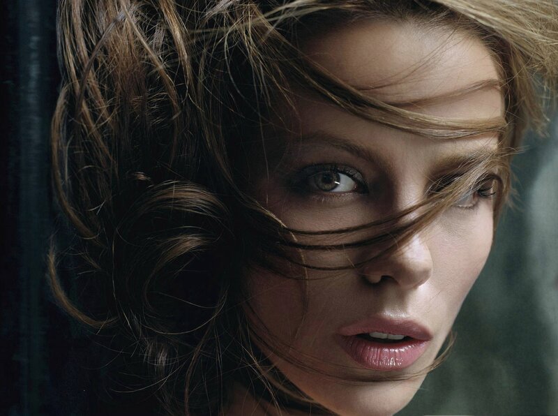 woman with wind-blown hair