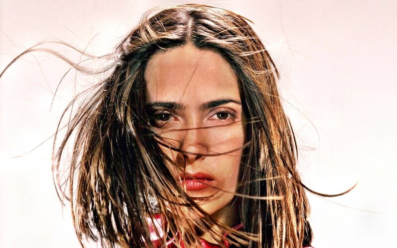 woman with wind-blown hair